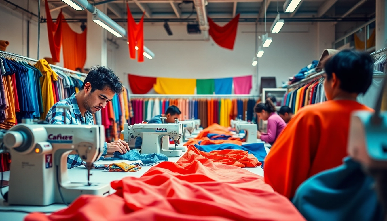 Clothing manufacturers for startups showcase skilled artisans crafting vibrant textiles.